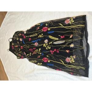 Black Floral Embroidered Midi Dress by Hot Gal, Size Small